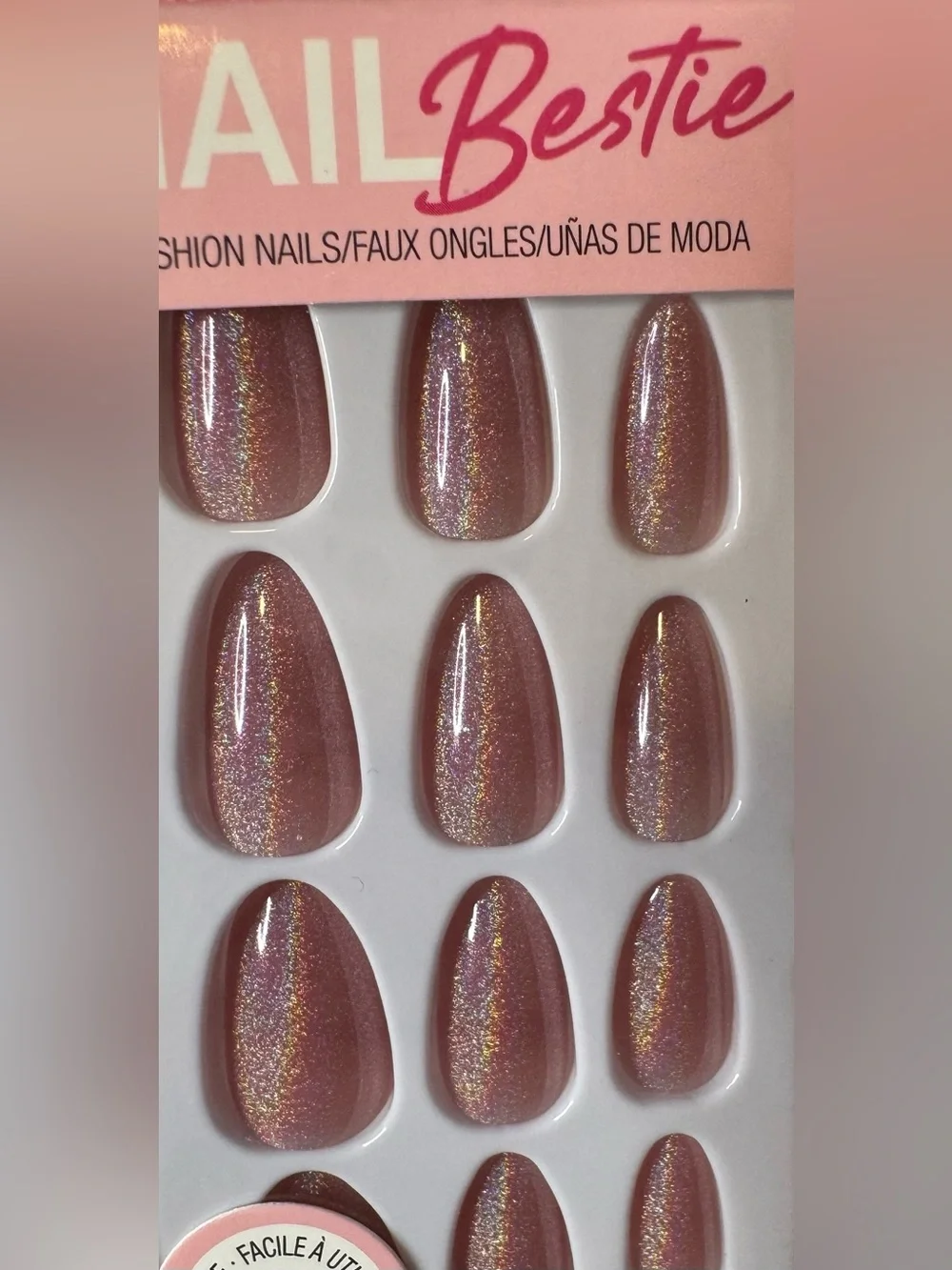 Nail Bestie Almond Shimmer Press-On Nails - Pinky Brown shimmer summer neutral